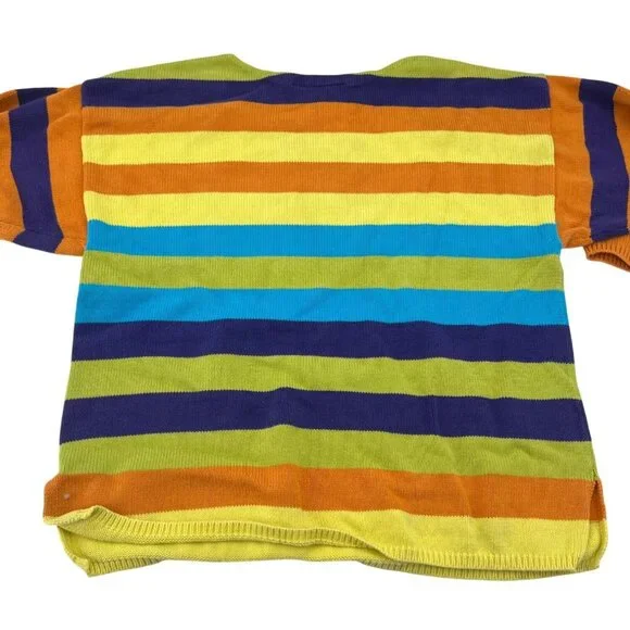 Lizwear Vintage Multicolor Striped 3/4 Sleeves Sweater Women's Size Medium - Picture 4 of 4